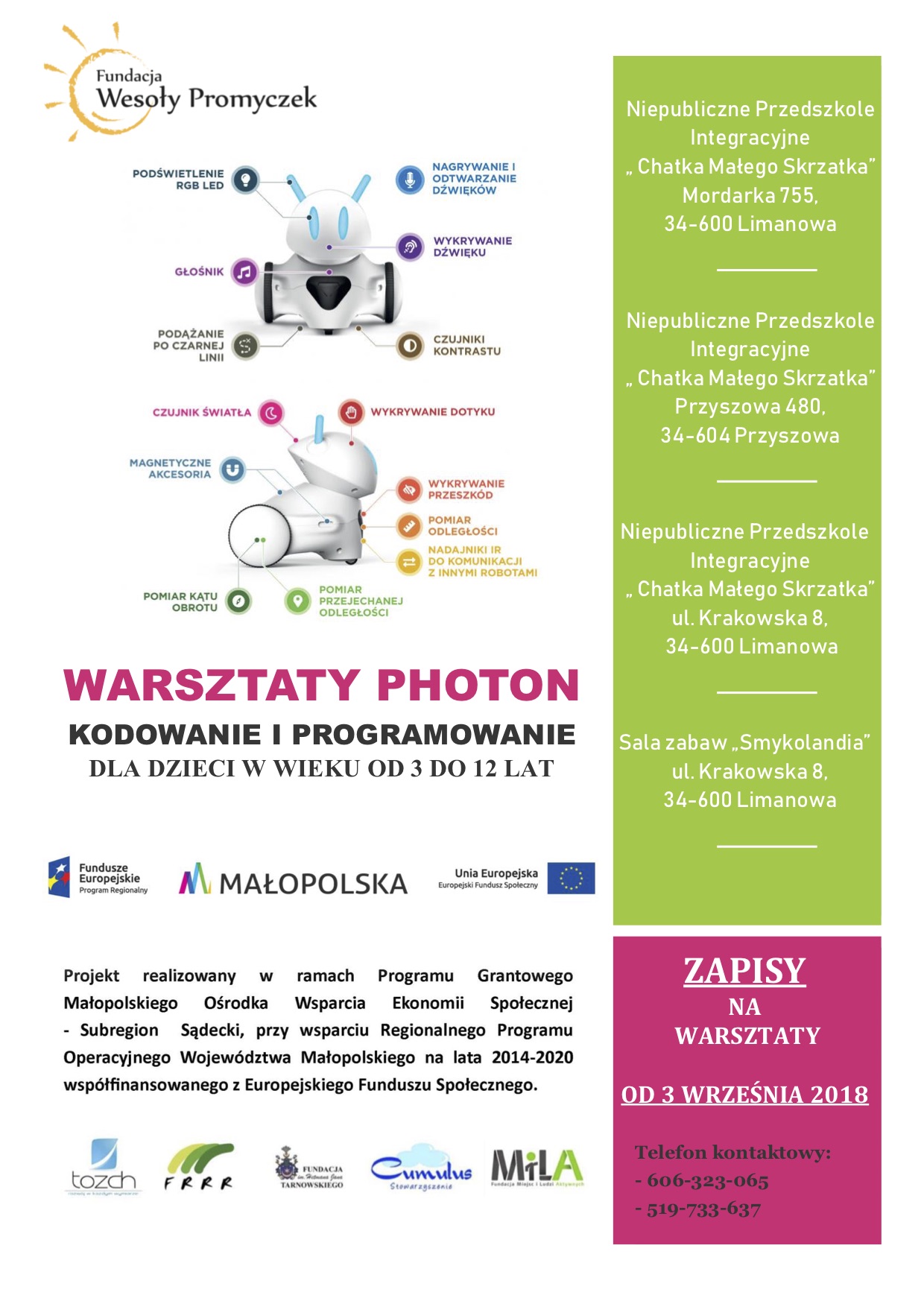 Przedszkole Żłobek Centrum Terapeutyczne | Limanowa Mordarka Przyszowa | skrzatek.eu|Warsztaty kodowania i programowania