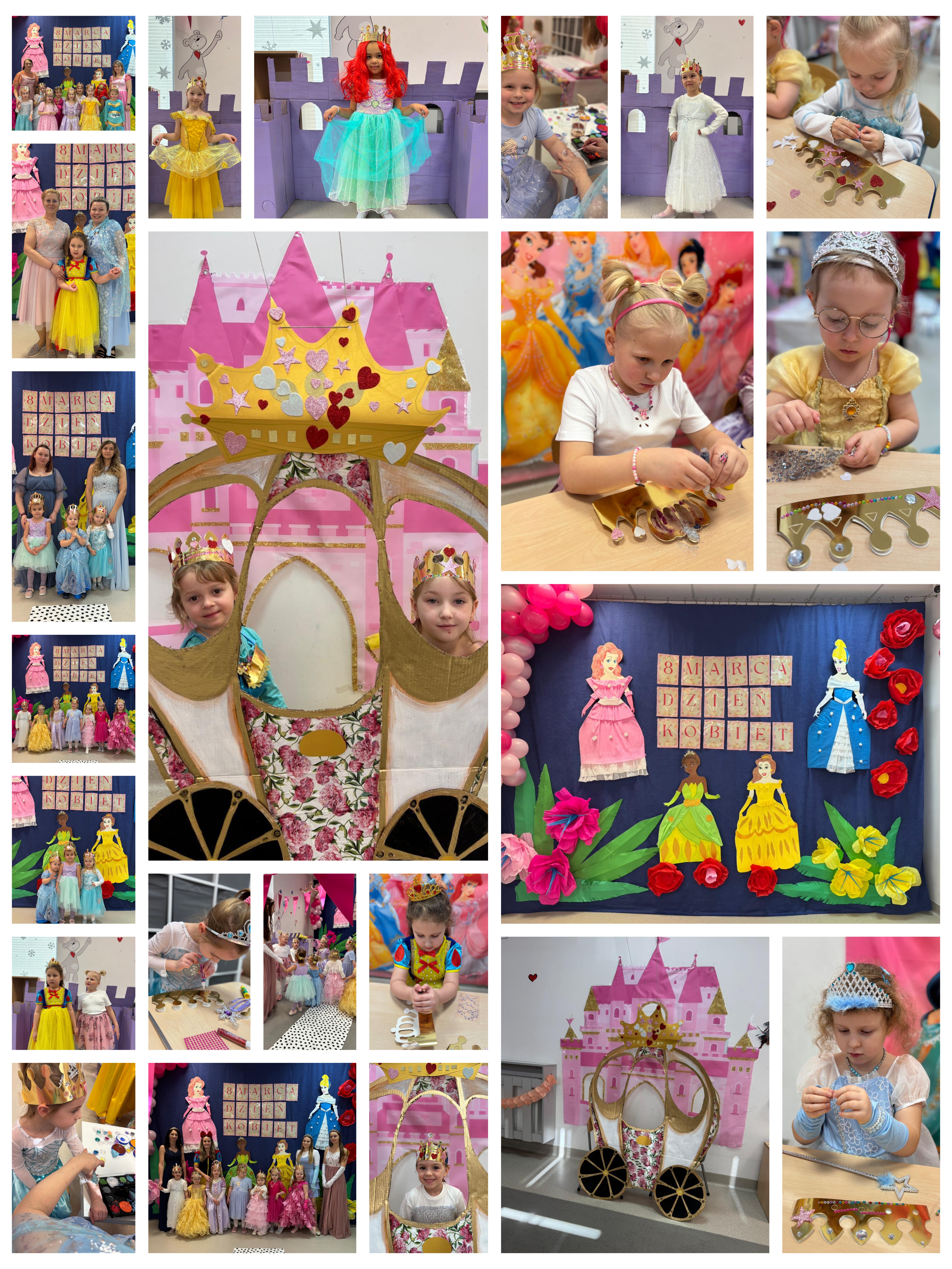 👑✨ Dzień Kobiet w stylu księżniczek Disneya ✨👑 Nasze przedszkole zamieniło się w prawdziwą bajkową krainę. Było kolorowo, radośnie i bardzo księżniczkowo! Dziękujemy za wspólną zabawę i piękne stroje. 💖